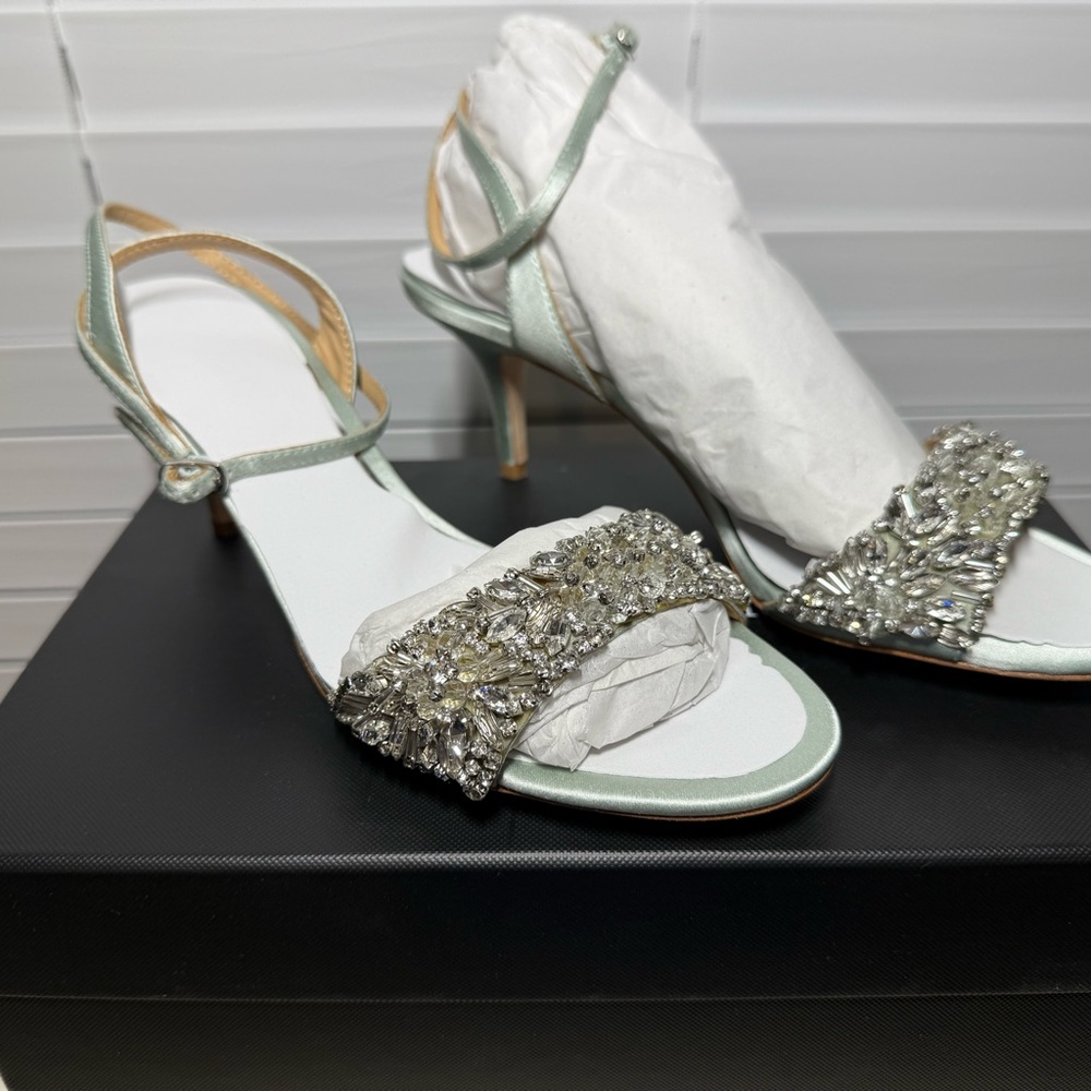 Badgley Mischka Mint Green Embellished Heels